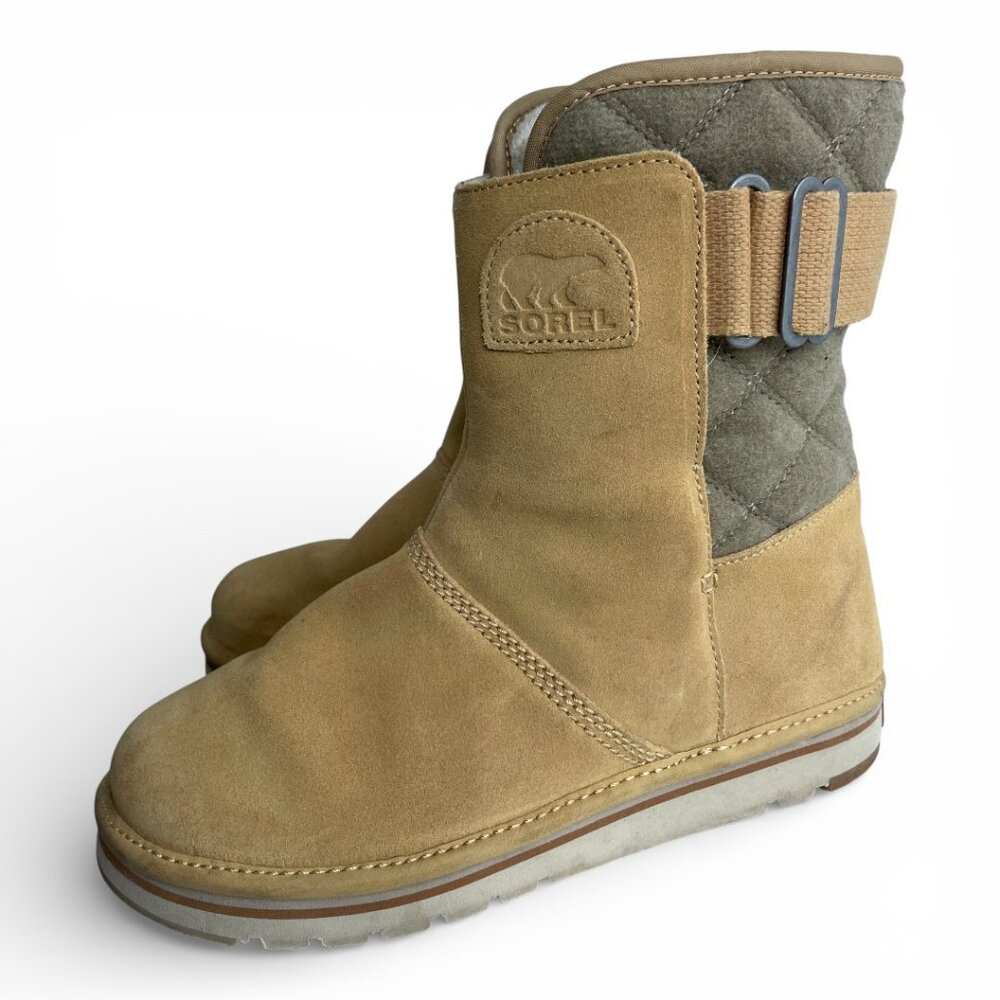 Sorel Campus Beige Tan Suede Leather Insulated Winter Boots NL2068-373 Women's 9 - Picture 7 of 14